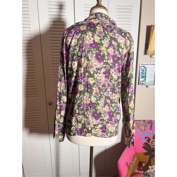 Ornamentation | Women’s | Blouse | Size 16 | Colorful Dark Floral Button Down To - Picture 4 of 6
